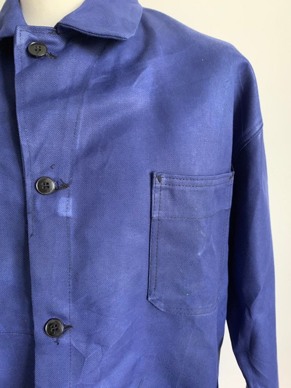 French Blue Workwear, Size L, Vintage Chore Coat,