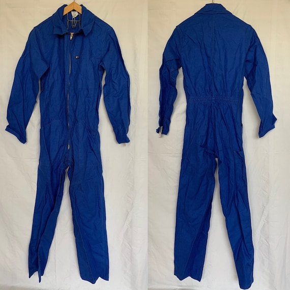 French Vintage Jumpsuit, Size S, Blue Boiler-suit,