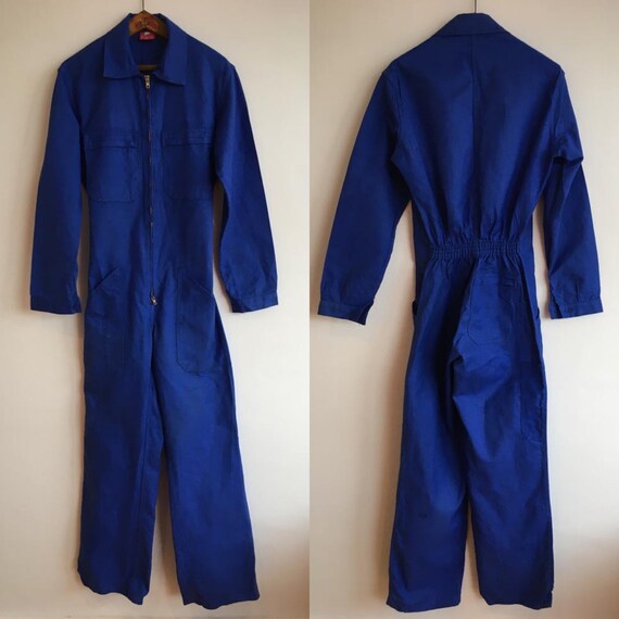 French Vintage Jumpsuit, Size S, Blue Boiler-suit,
