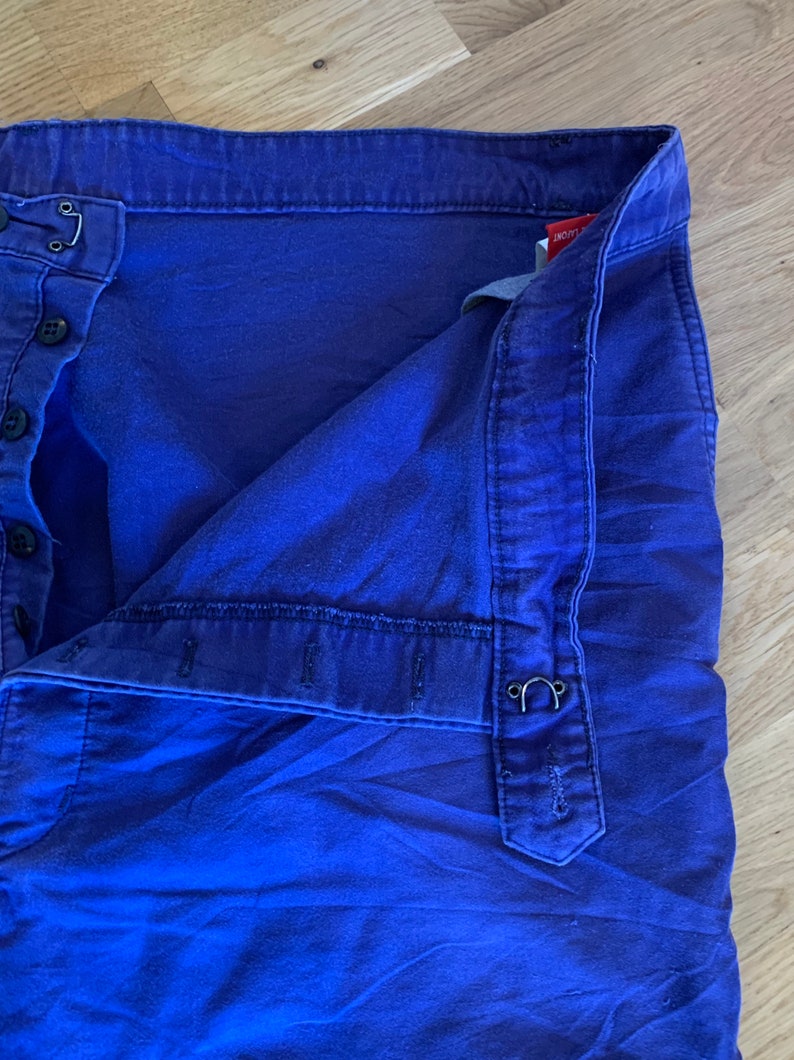 Vintage French Moleskin Trouser T85 Size W48L31 Bleu de Travail Pants