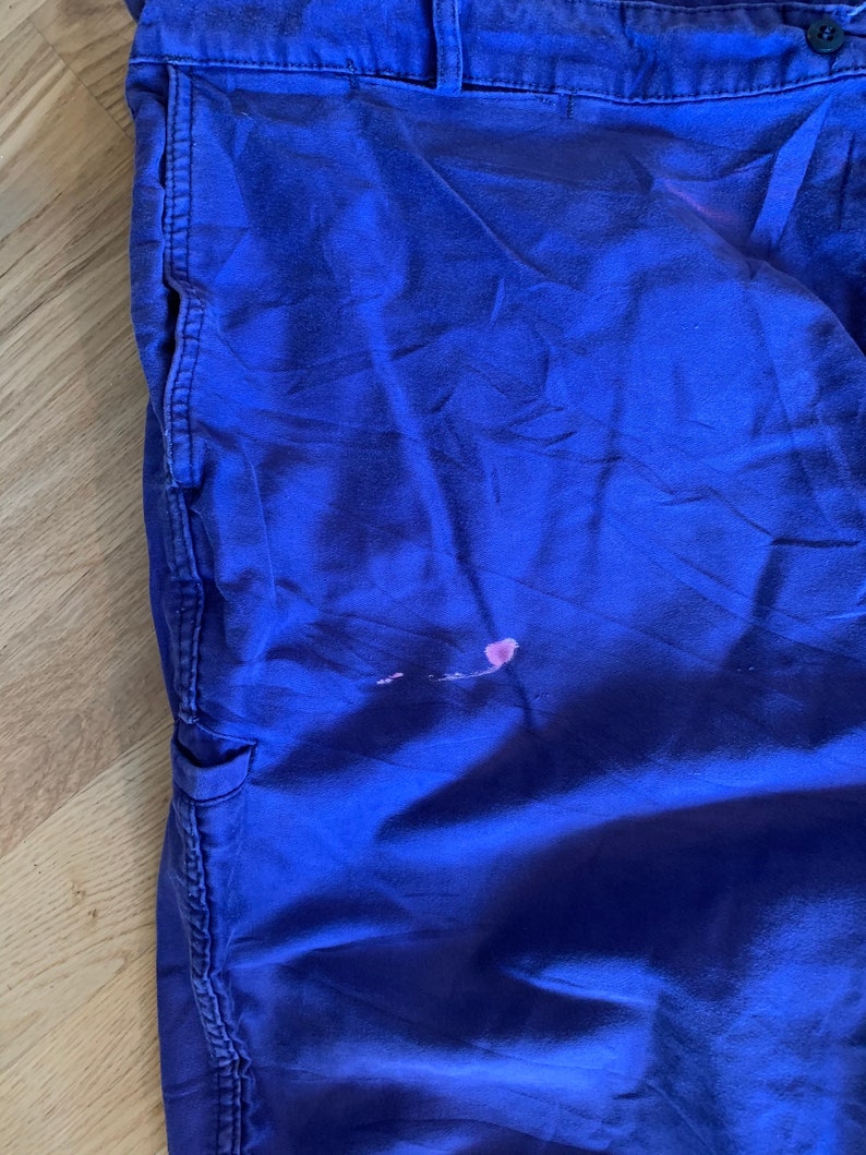 Vintage French Moleskin Trouser T85 Size W48L31 Bleu de Travail Pants
