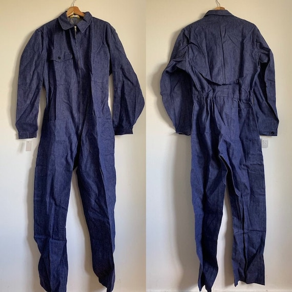 Swiss Vintage Jumpsuit, Size L, Blue Boilersuit, 1