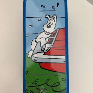 French Tintin, Snowy, Milou, biscuit Tin, Limited Edition 2014, small dent on lid