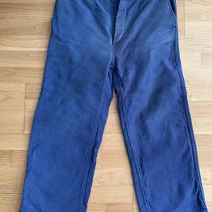 Vintage French, Faded Moleskin Trouser, Size W32. Bleu de Travail Pants. TF5
