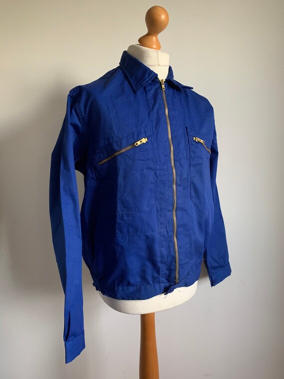 1960's French Workwear, Size L, Vintage blue Zippe