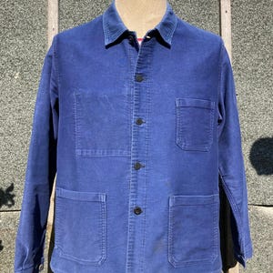 Size Small, French Moleskin Workwear Jacket, Worn and Faded. 1950&#39;s Vintage Chore Coat. J41