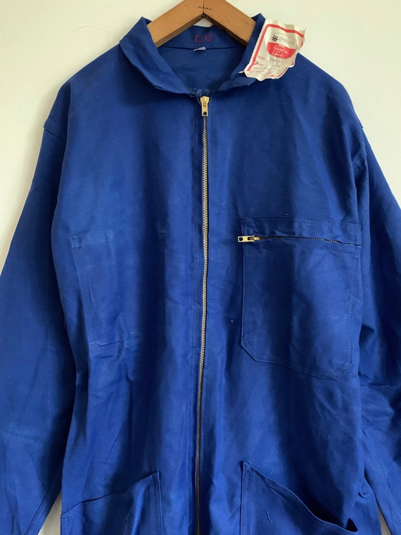 French Vintage Jumpsuit, Size L, Blue Boilersuit,