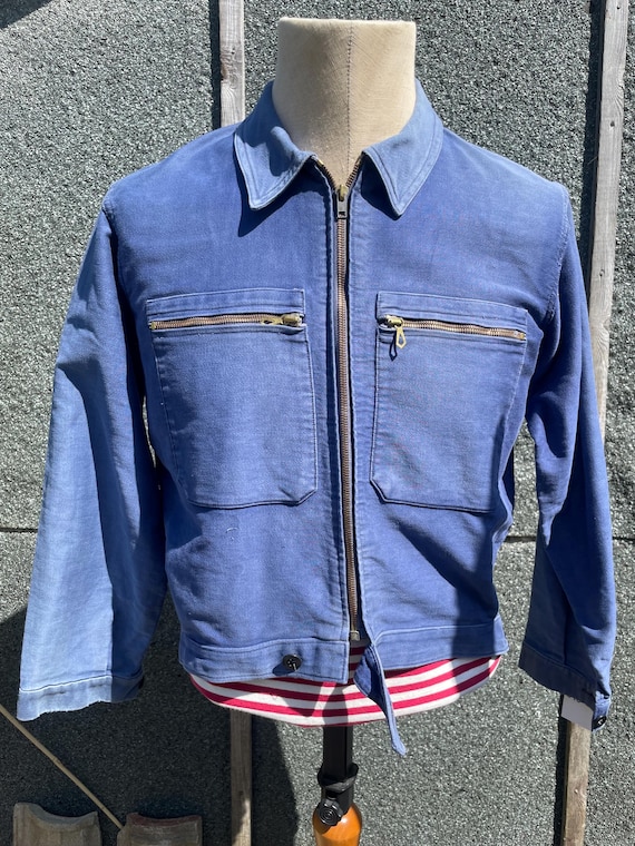 Buy French Vintage Cycling Jacket, Size S/M, Faded Moleskin