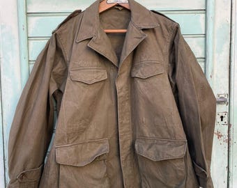 Vintage French M47 Field Jacket, 1950s HBT Cotton Military Coat
