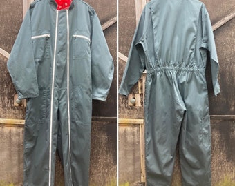 Vtg 40s 50s Hercules Nation-alls Green Herringbone Denim Workwear