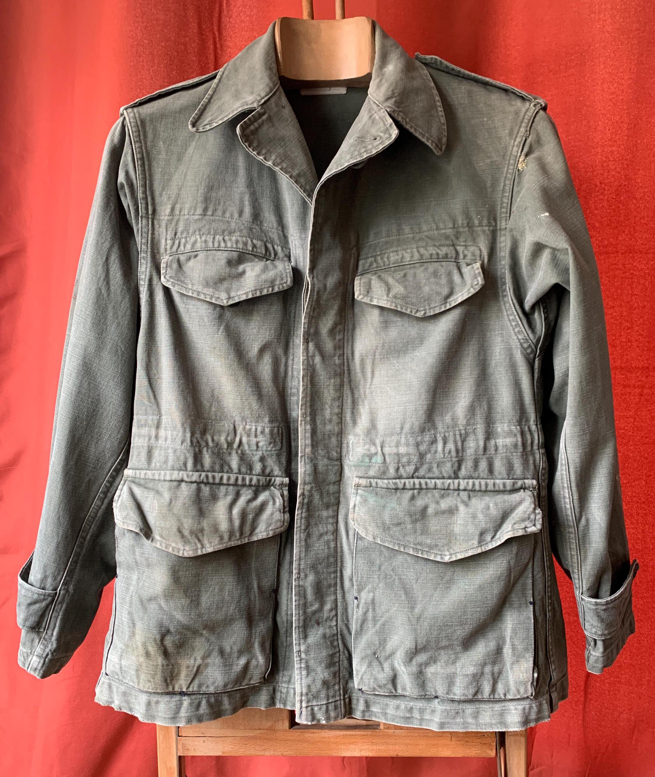 Vintage French Army Field Jacket, Size Small 100% Cotton Military 