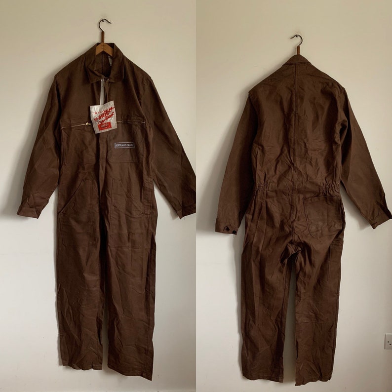 French Vintage Jumpsuit Overalls brown Boilersuit DEADSTOCK PC16 Size S