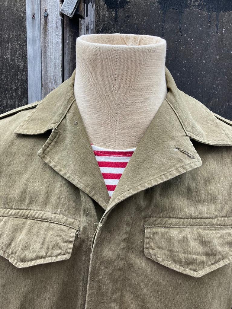 Vintage French M47 Field Jacket, 1950's HBT Cotton Military Coat