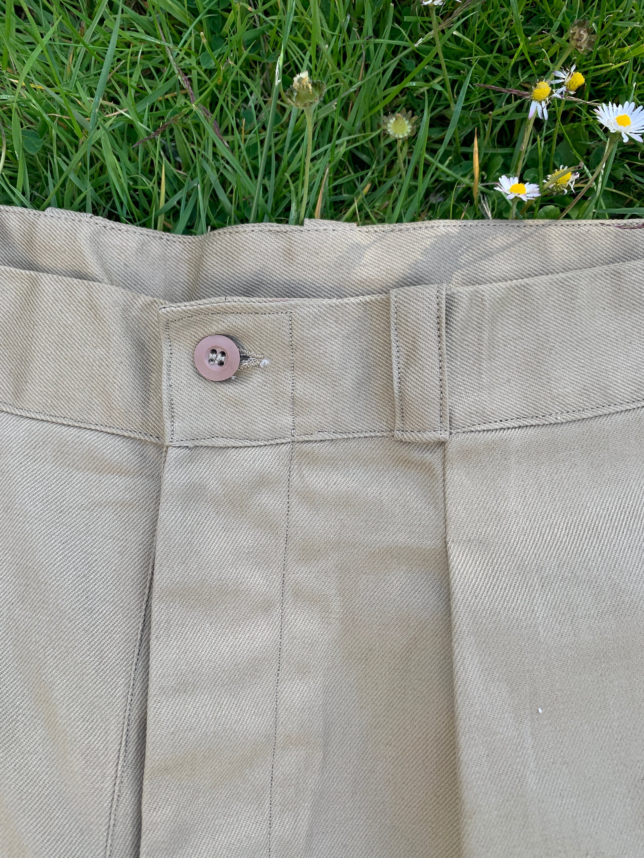 0627. 1950's French navy linen sailor shorts ブルー