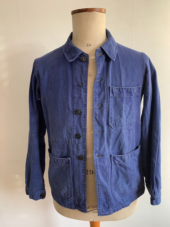Vintage Blue Chore-coat, Rare French 1950'S Workwe