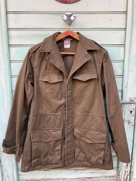 ジャケット・アウター Rare!1950s HBT french military jacket Vintage French M-47 Army Field Jacket, 100% HBT Cotton, 1950s