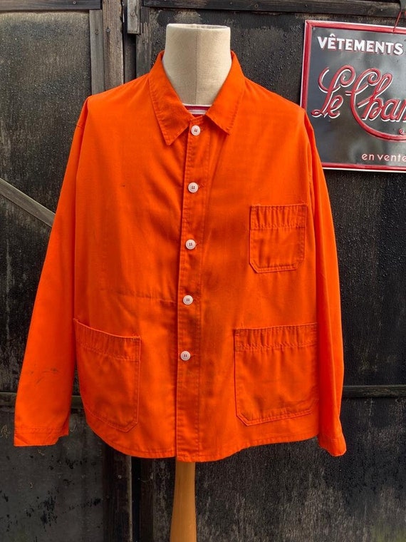 French Orange Workwear, Size XL, Vintage Work Coa… - image 1