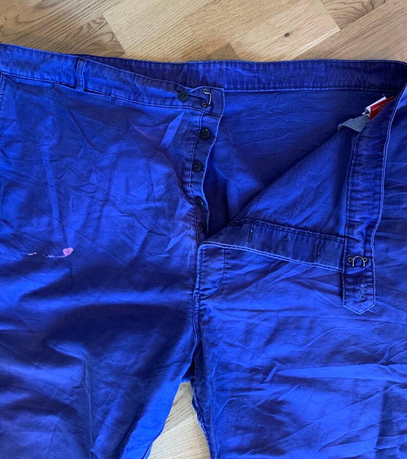 Vintage French Moleskin Trouser T85 Size W48L31 Bleu de Travail Pants