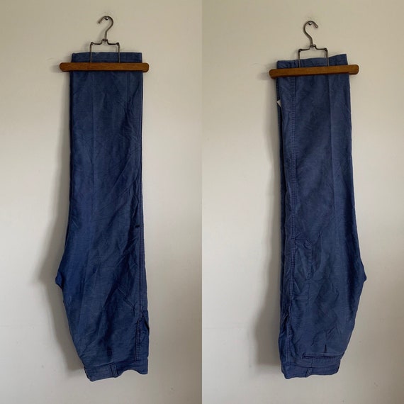 Vintage French Trousers, Size W34, Bleu de Travail