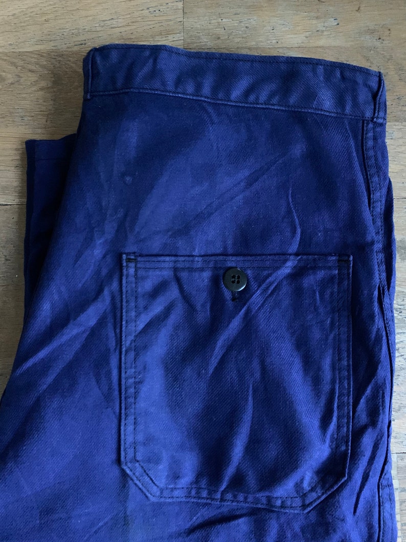Size W34 Vintage French Work-Wear Trousers Bleu de Travail Pants LK17