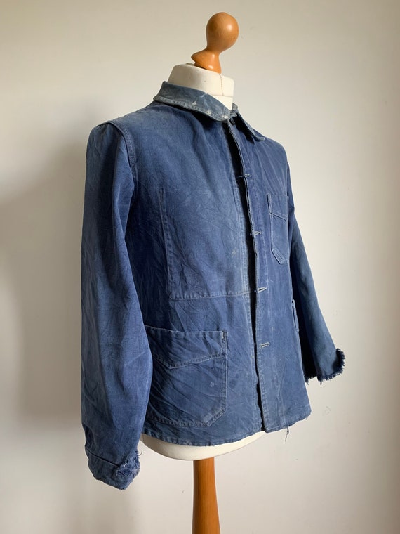 French Blue Workwear, Size L, 1940's Vintage Chore