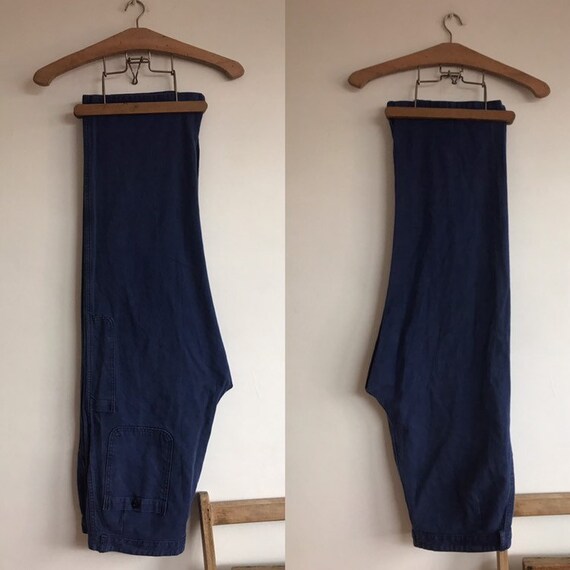 Vintage French trousers, Size M W34, Bleu de Trava