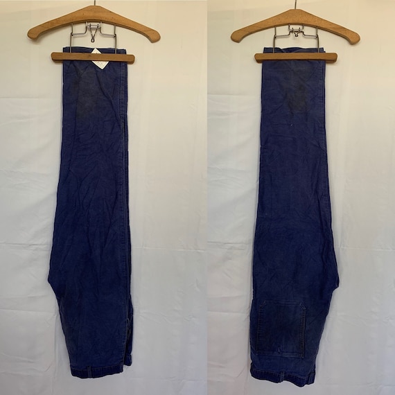 Vintage French Moleskin Trouser, Size W34, Bleu de