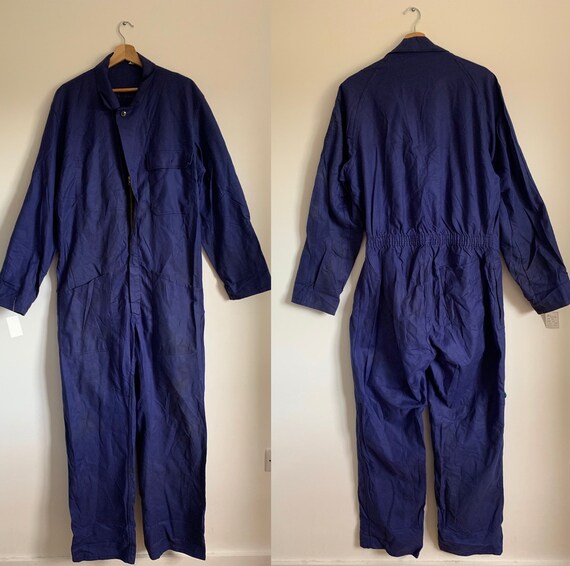 French Vintage Jumpsuit, Size M, Blue Boilersuit,