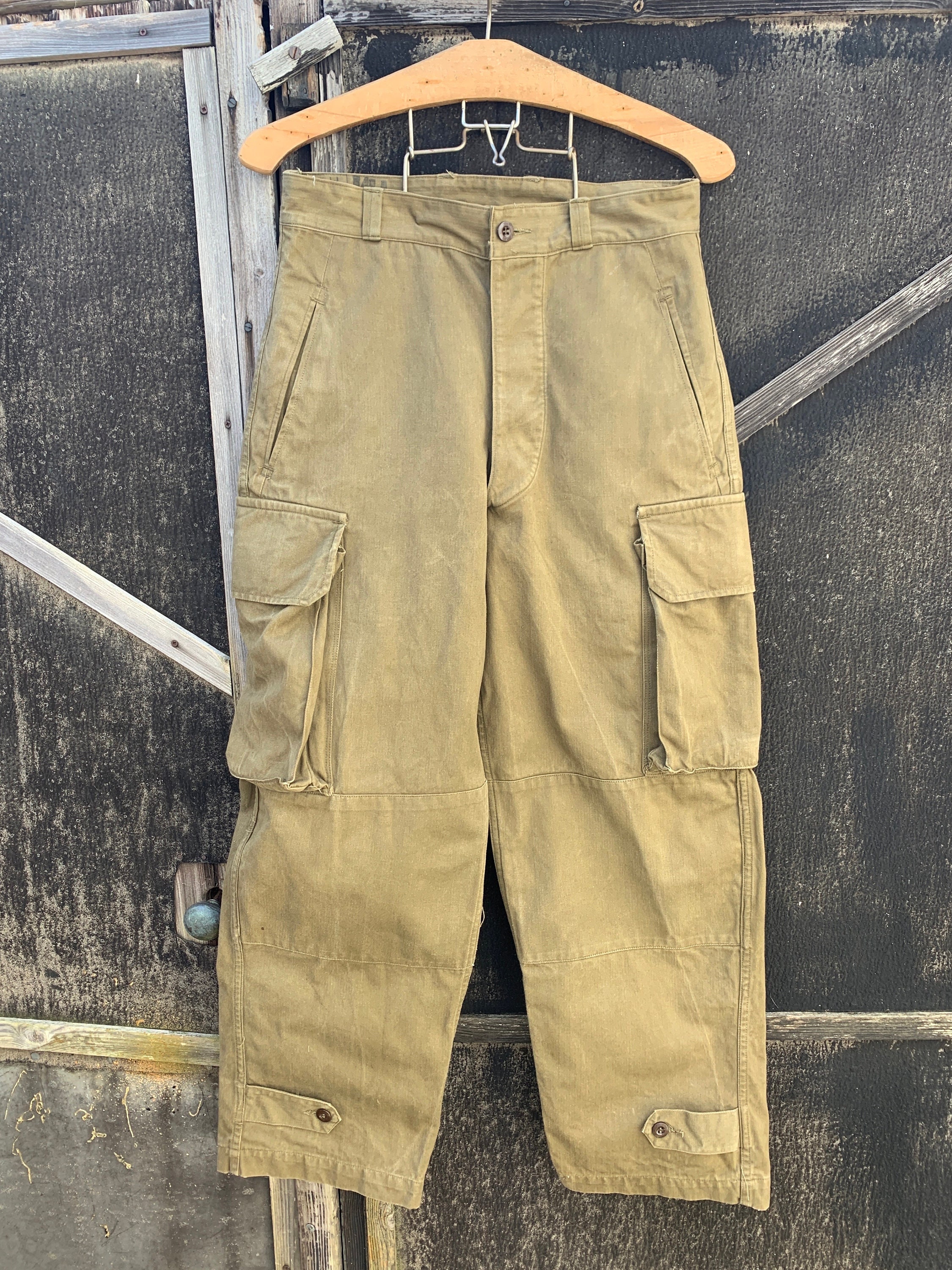 Original 1950s French Army M47 Trousers - Size 35x26 in