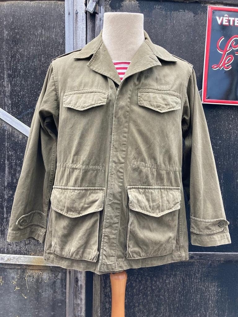 ジャケット・アウター 50's French Army Wool Field Coat Vintage 50s US Army Green Wool Shirt Jacket With Shield