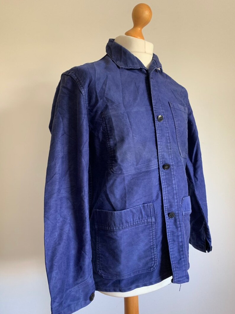 Vintage Chore Coat Size M FK31 French 1950/'s Work-wear Jacket