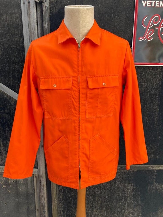 French Orange Workwear 1970's, Size M, Vintage Ga… - image 1