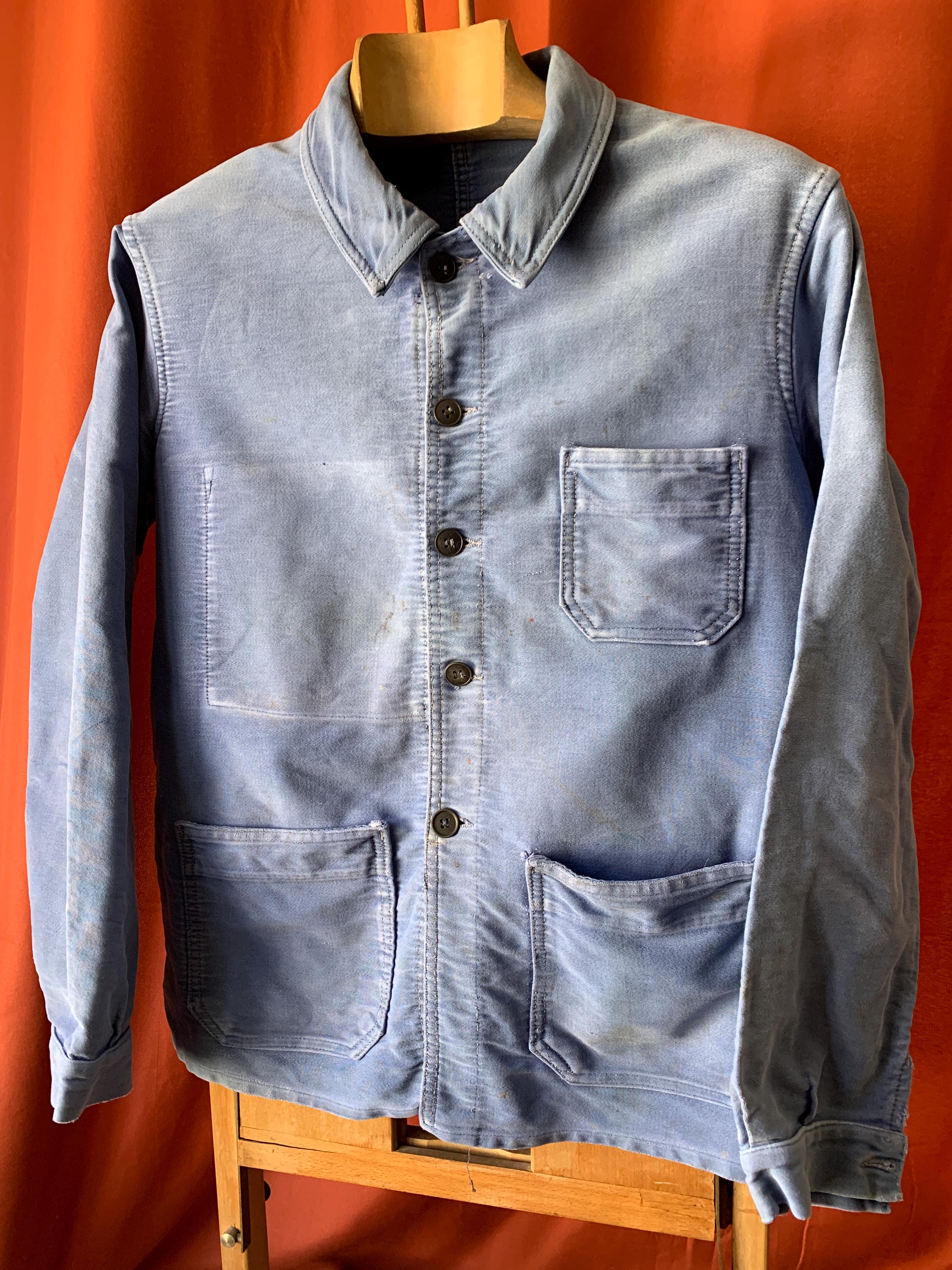 襤褸　French moleskin jacket 80s DEADSTOCK MOLESKIN French Work Jacket . Faded Work