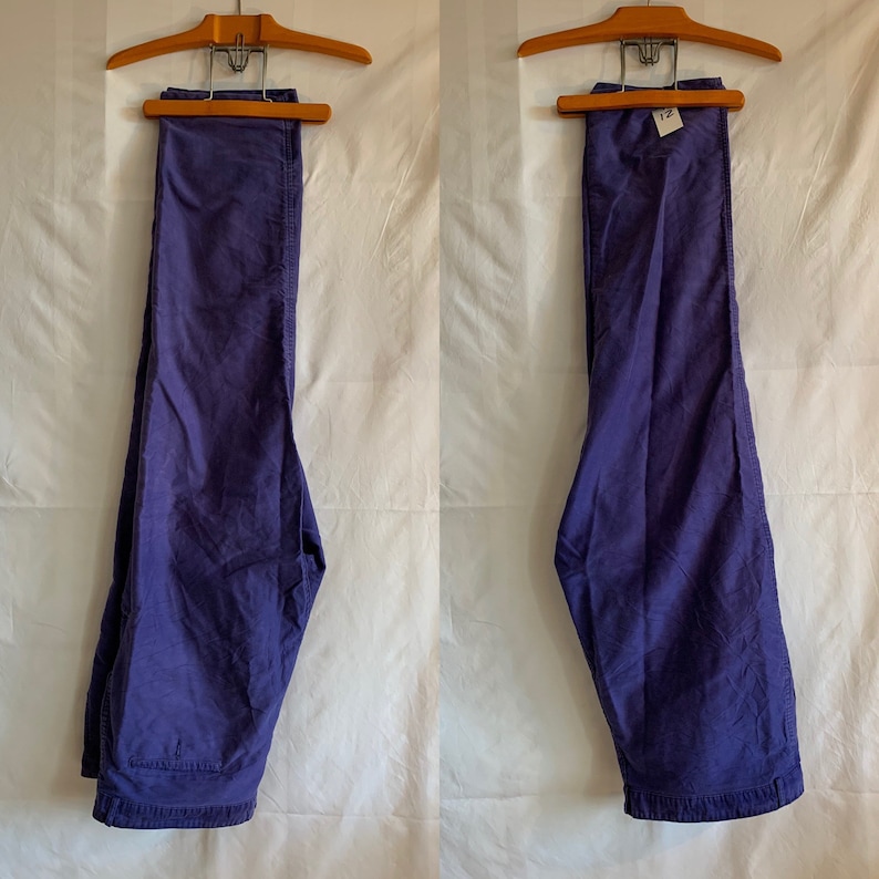 Vintage French Moleskin Trouser T85 Size W48L31 Bleu de Travail Pants