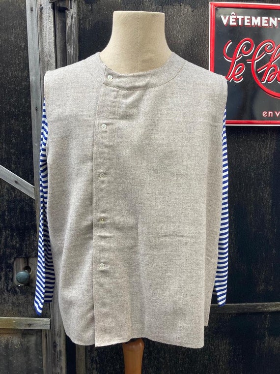 Size L, 1940's/50's. French Flannelette Vest, Dea… - image 2