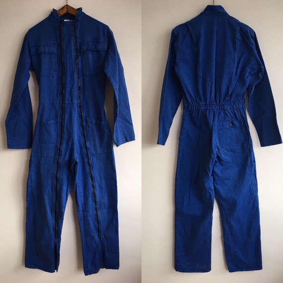 French Vintage Jumpsuit, Size S, Blue Boiler-suit,