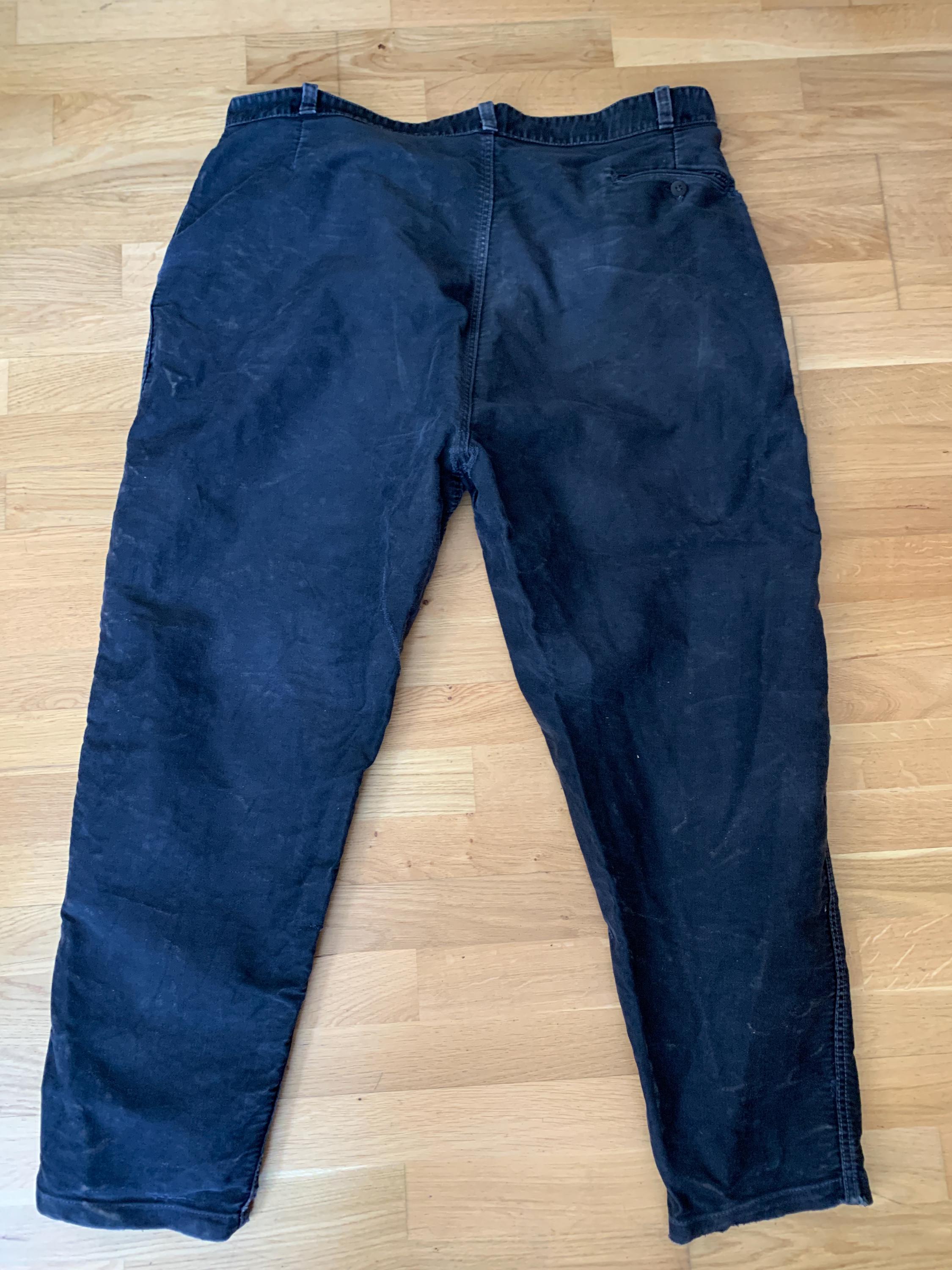 Vintage French Black Moleskin, Cotton, Size 44
