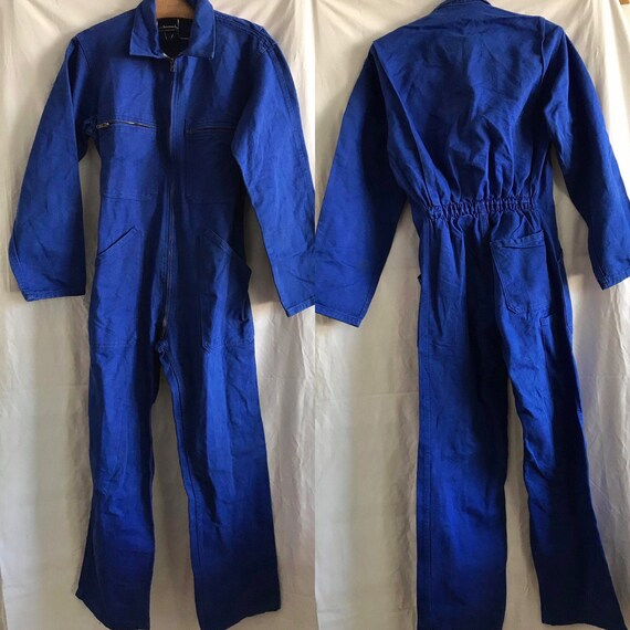French Vintage Jumpsuit, Size M, Blue Boiler-suit,