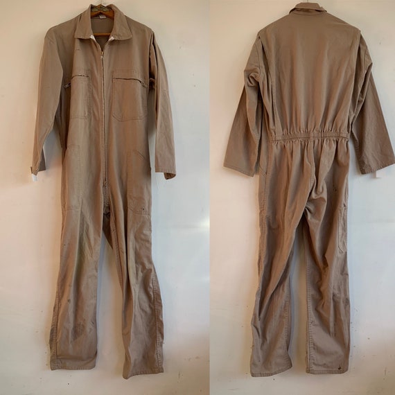 French Vintage Jumpsuit, Size M, Beige Boiler-suit