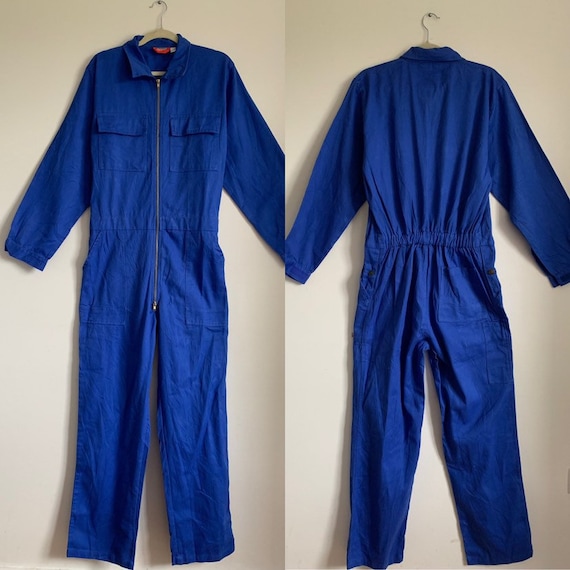 French Vintage Jumpsuit, Size S/M, Blue Boilersuit
