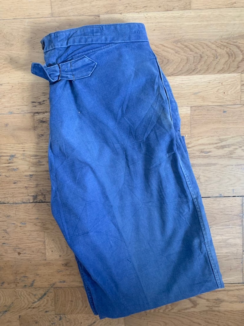 T114 Vintage French Trouser Bleu de Travail Pants Size W36 L26