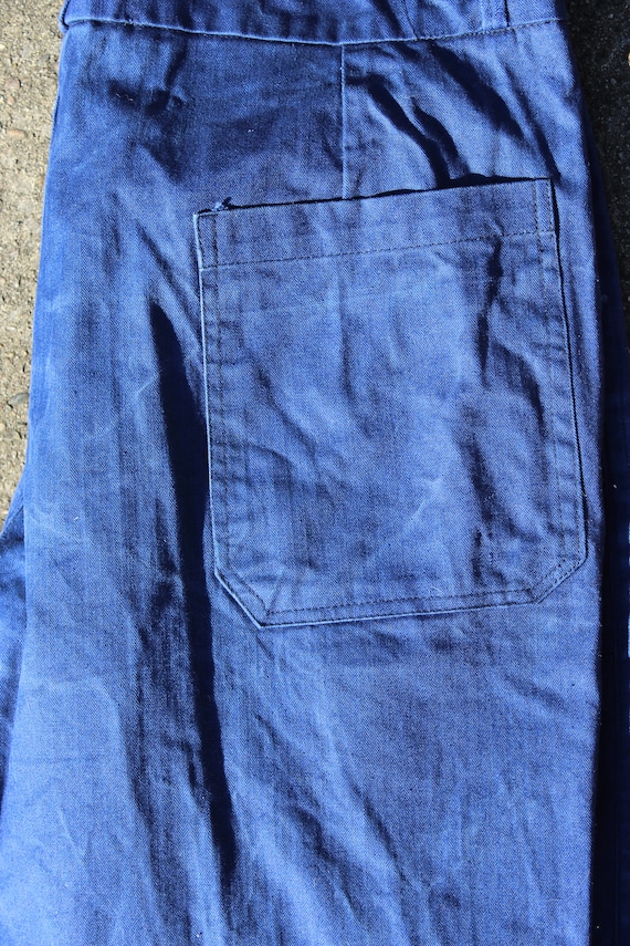 Vintage French Moleskin Trouser T85 Size W48L31 Bleu de Travail Pants