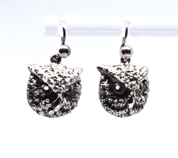 Antique Victorian Silver Earrings Beautiful Owls … - image 1