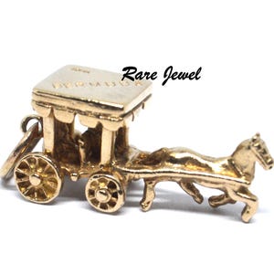 Vintage 10ct Gold Charm Horse and Cart for Charm Bracelet 4.4G