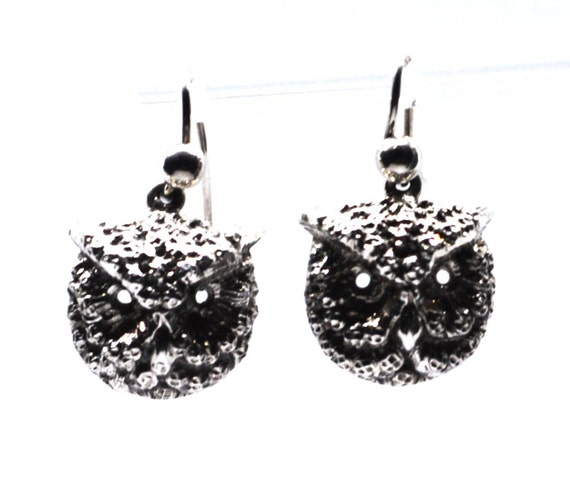 Antique Victorian Silver Earrings Beautiful Owls … - image 2