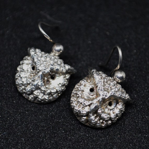 Antique Victorian Silver Earrings Beautiful Owls … - image 8