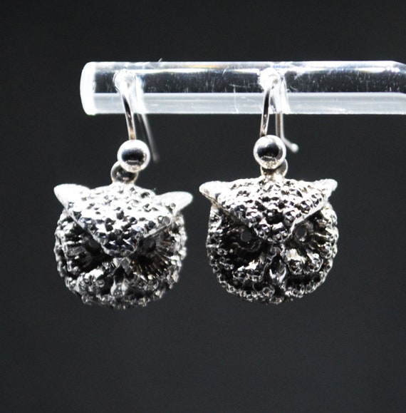 Antique Victorian Silver Earrings Beautiful Owls … - image 5