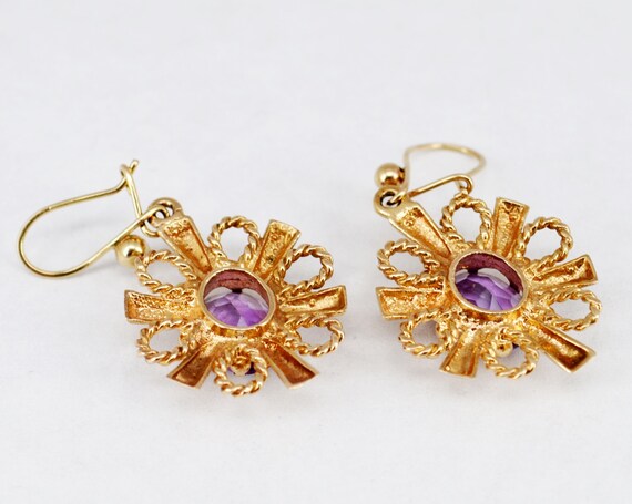9ct Gold Earrings Striking Amethyst Drop Earrings… - image 6