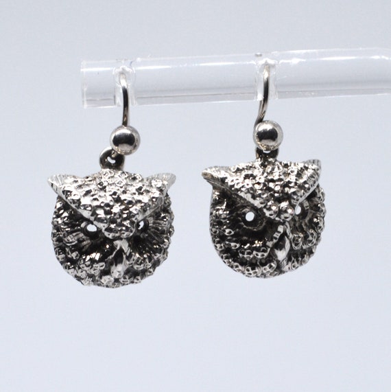Antique Victorian Silver Earrings Beautiful Owls … - image 4