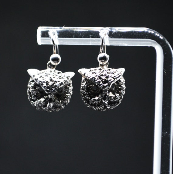 Antique Victorian Silver Earrings Beautiful Owls … - image 6